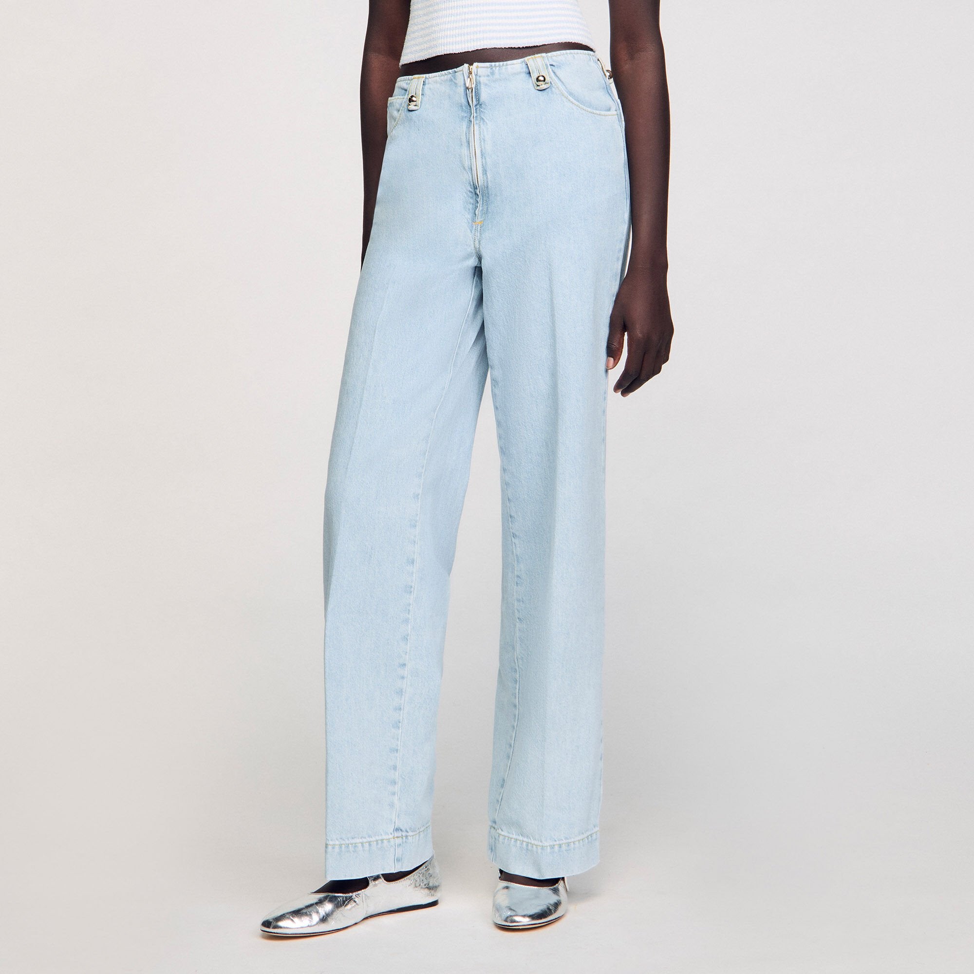 Sandro Women Faded wide-leg jeans