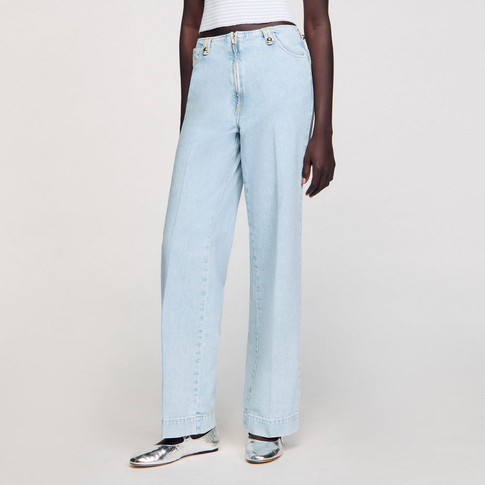 Sandro Women Faded wide-leg jeans