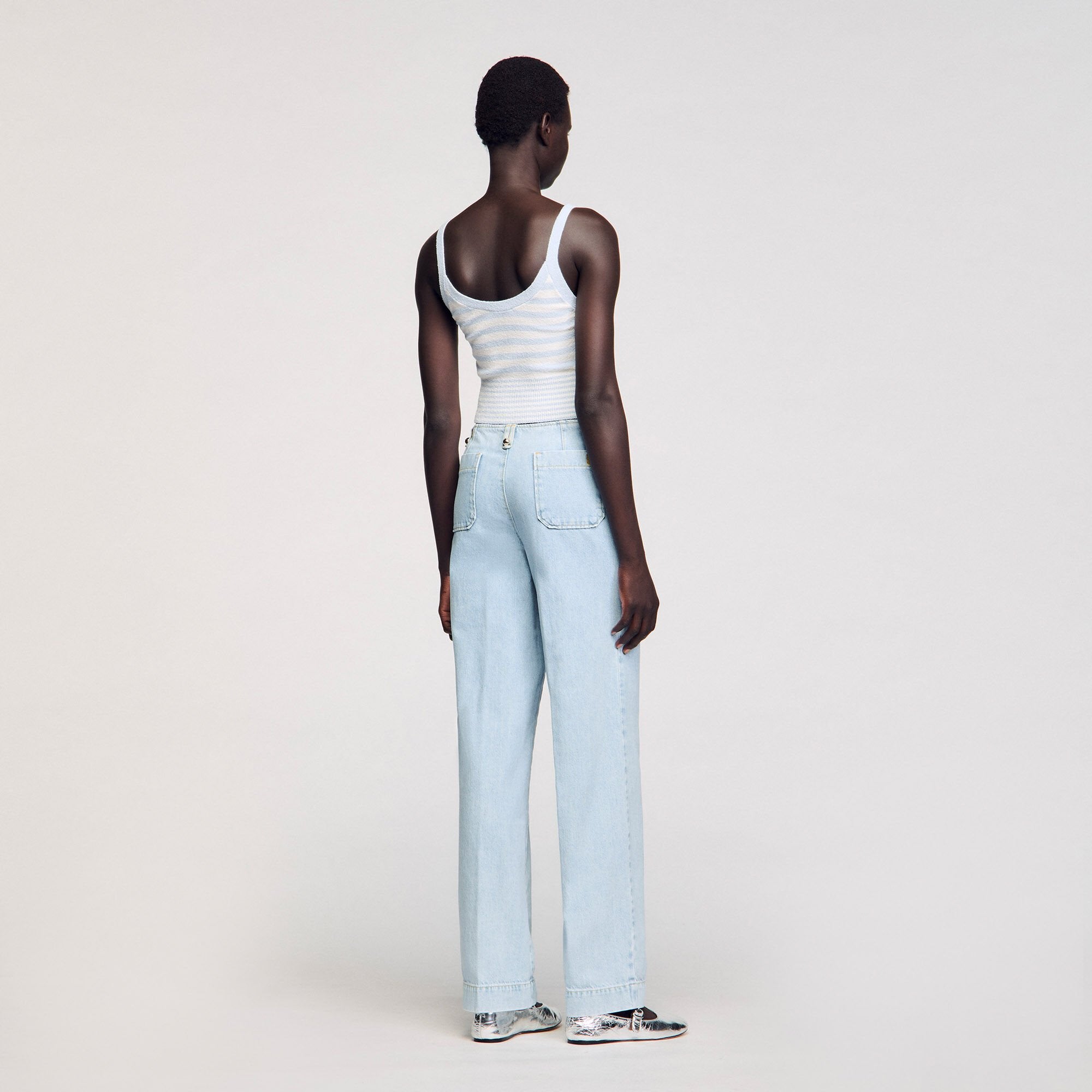 Sandro Women Faded wide-leg jeans