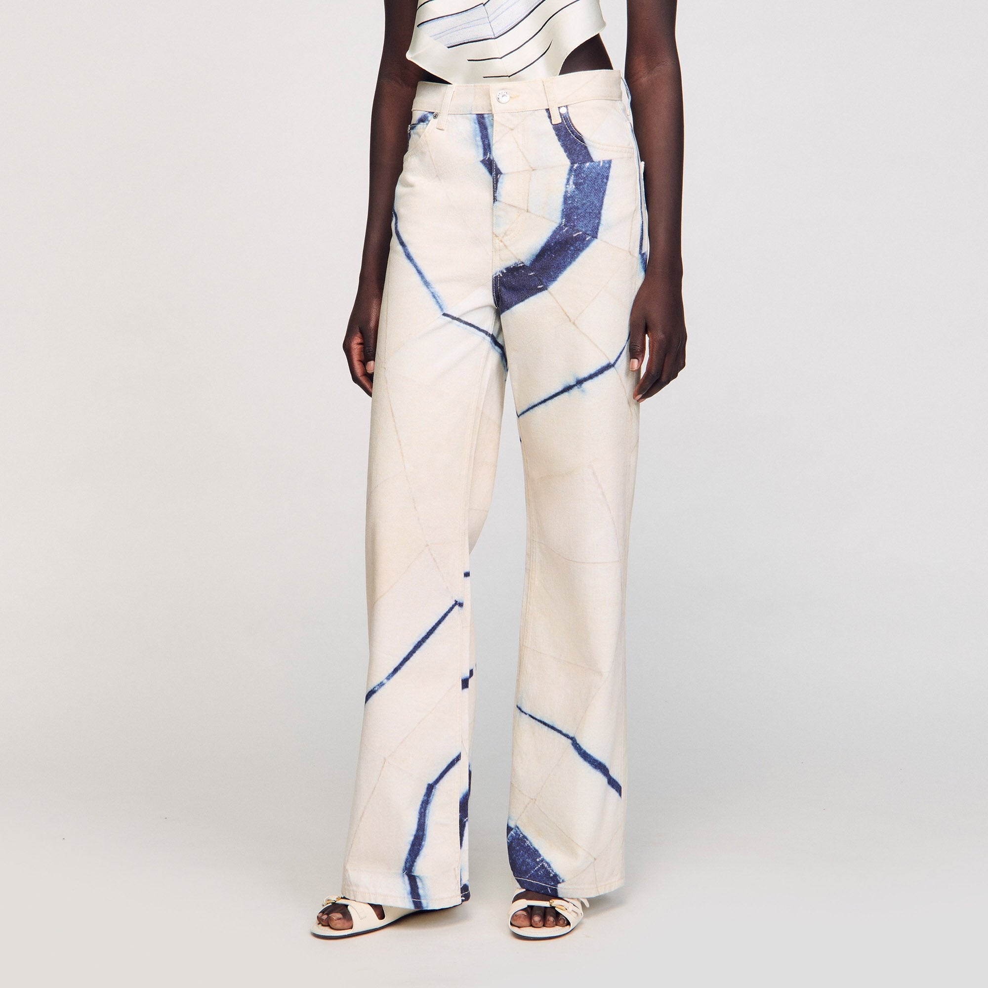 Sandro Women Wide-leg striped jeans