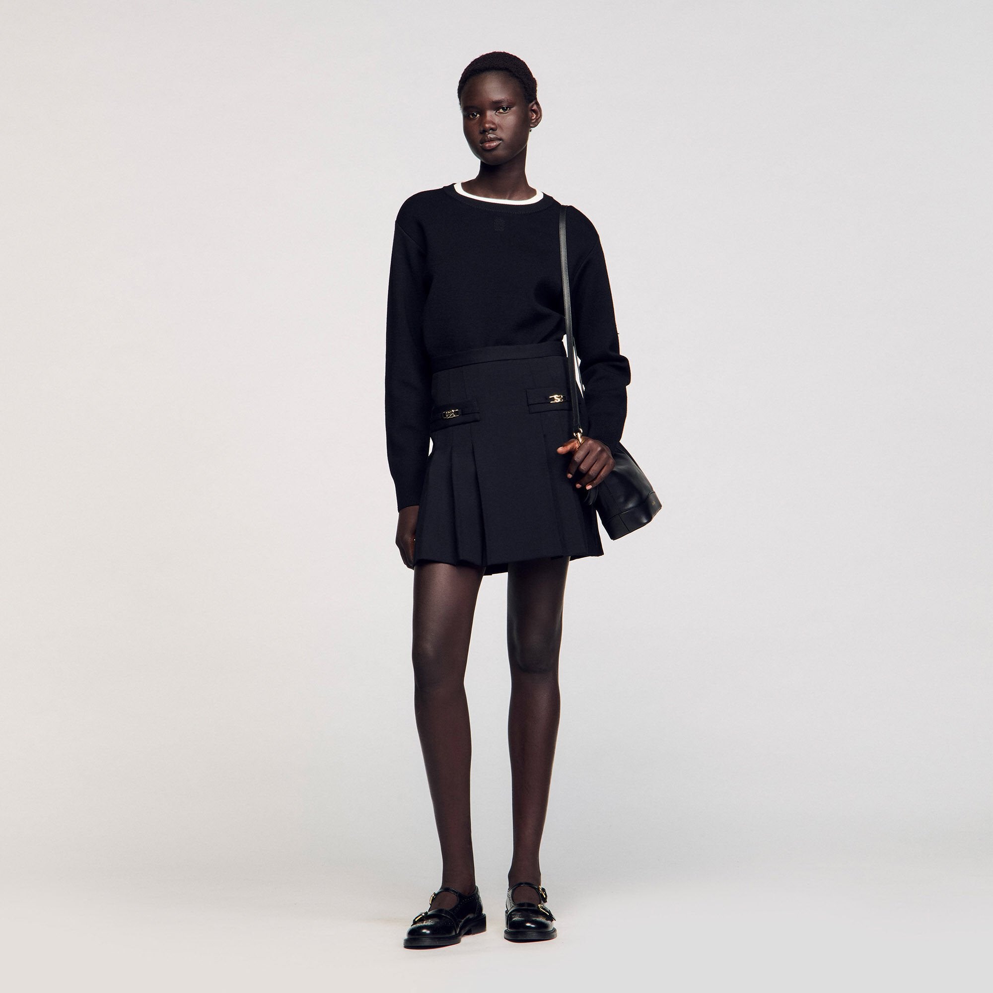 Sandro Women Mini skirt with stitched pleats