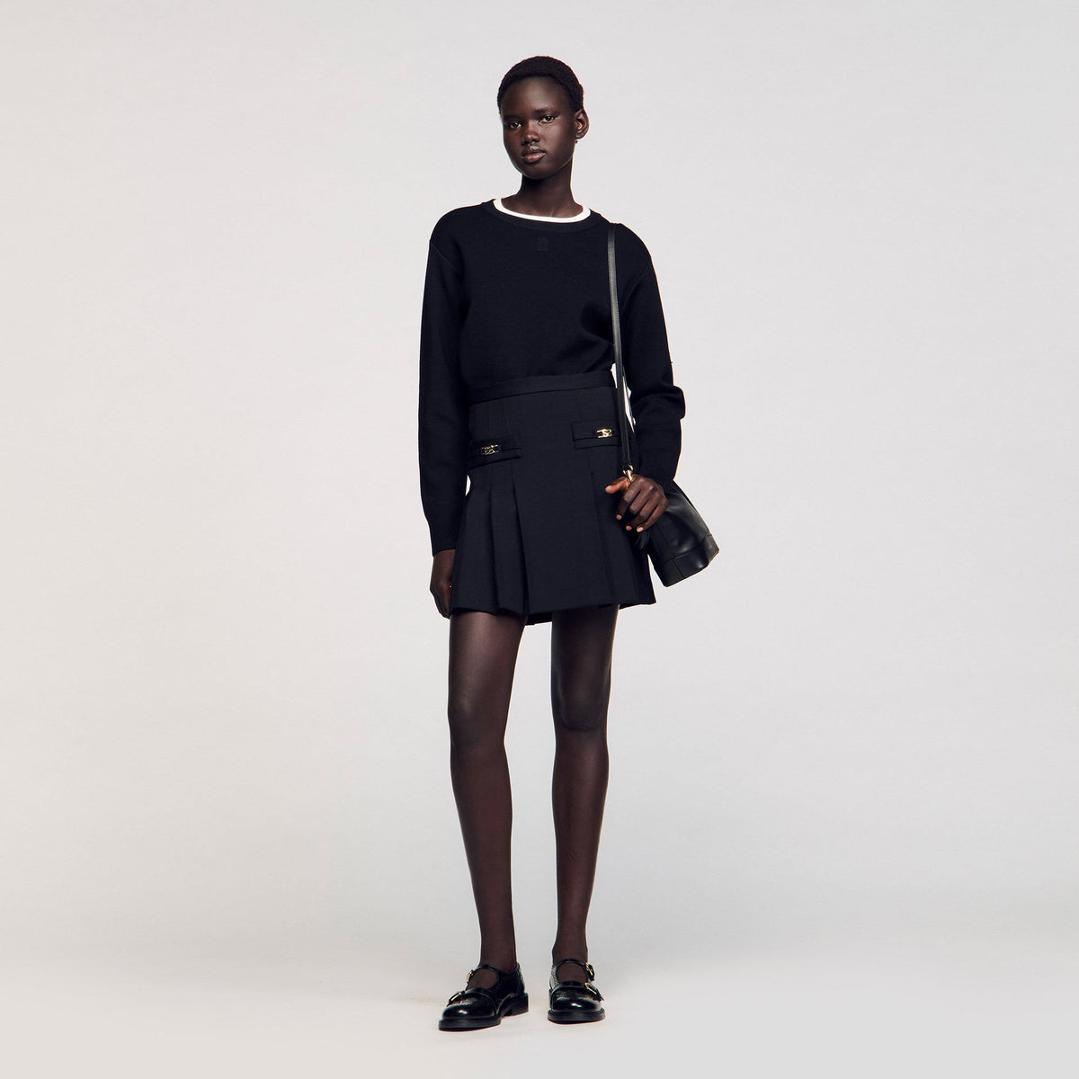 Sandro Women Mini skirt with stitched pleats