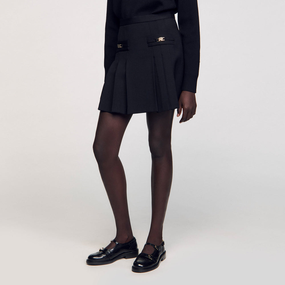 Sandro Women Mini skirt with stitched pleats