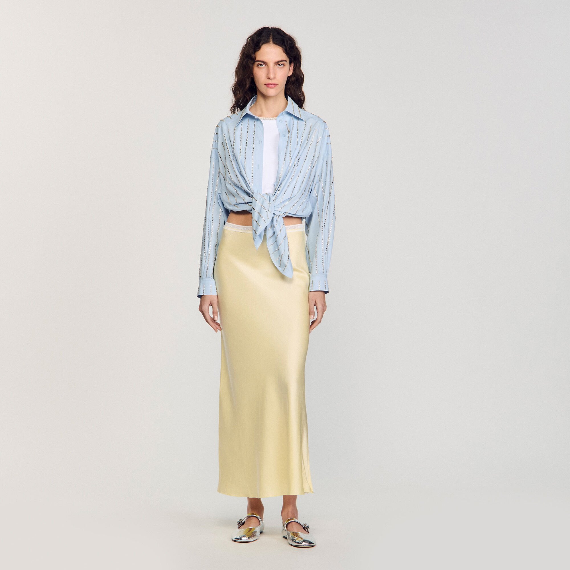 Sandro Women Maxi satin-effect skirt