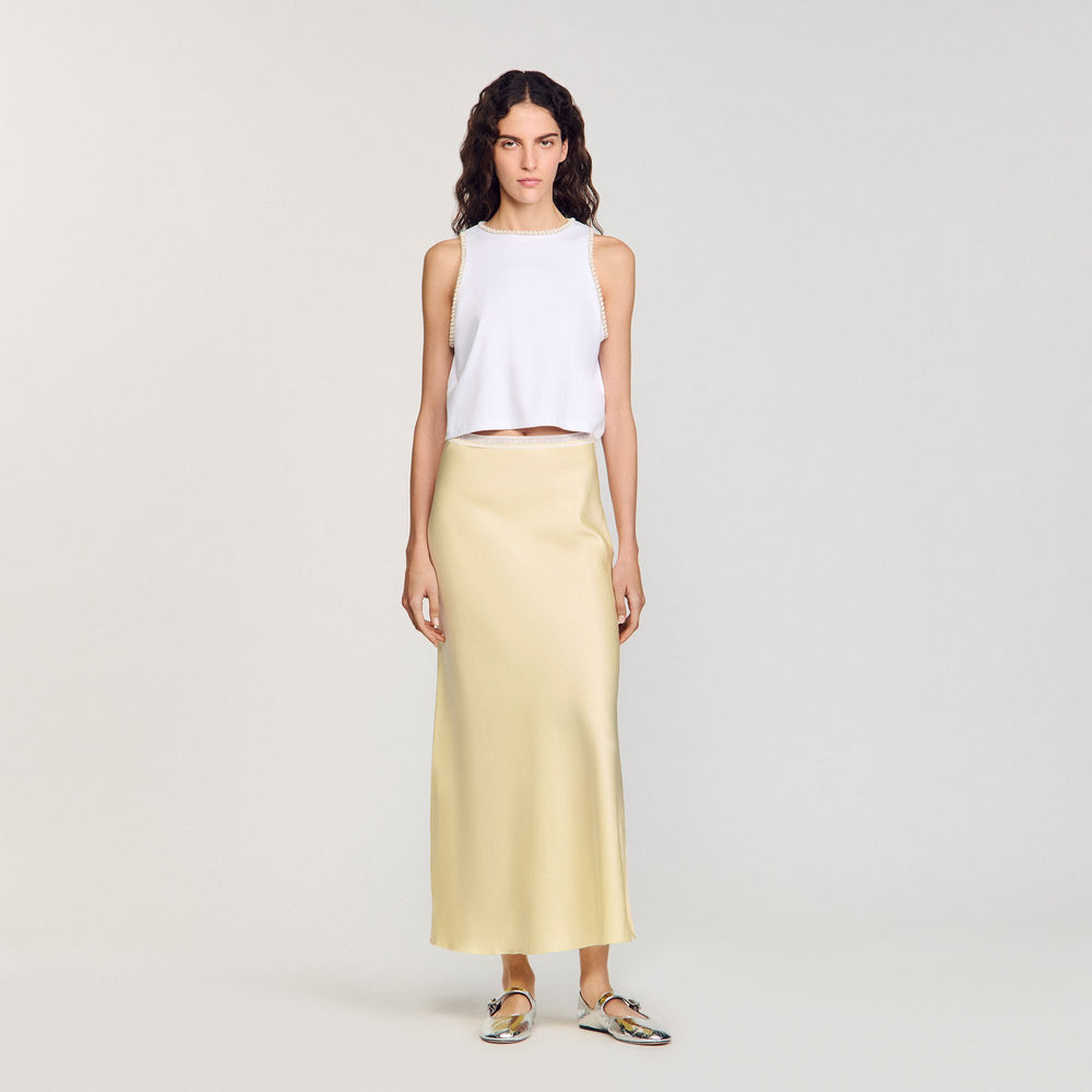 Sandro Women Maxi satin-effect skirt