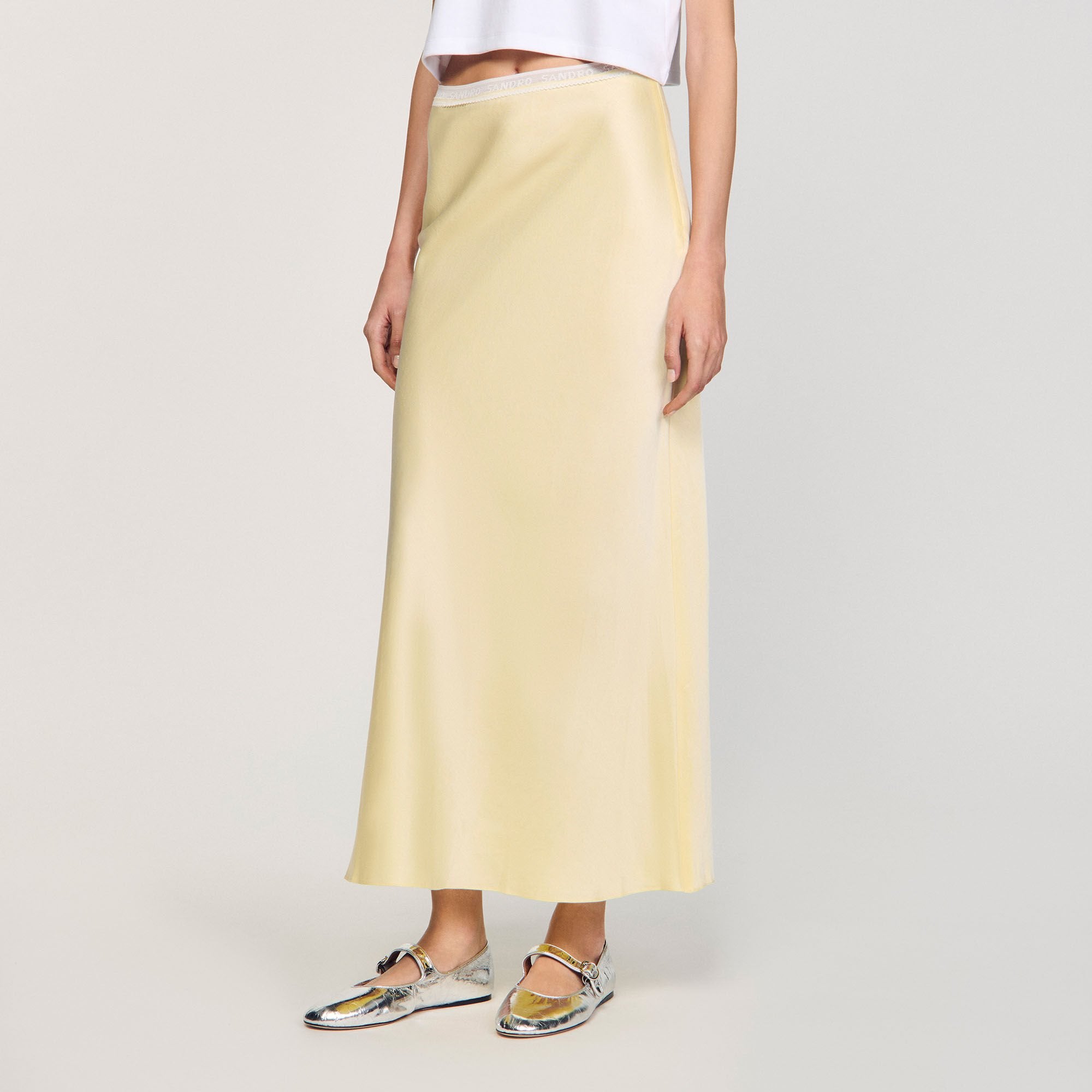 Sandro Women Maxi satin-effect skirt