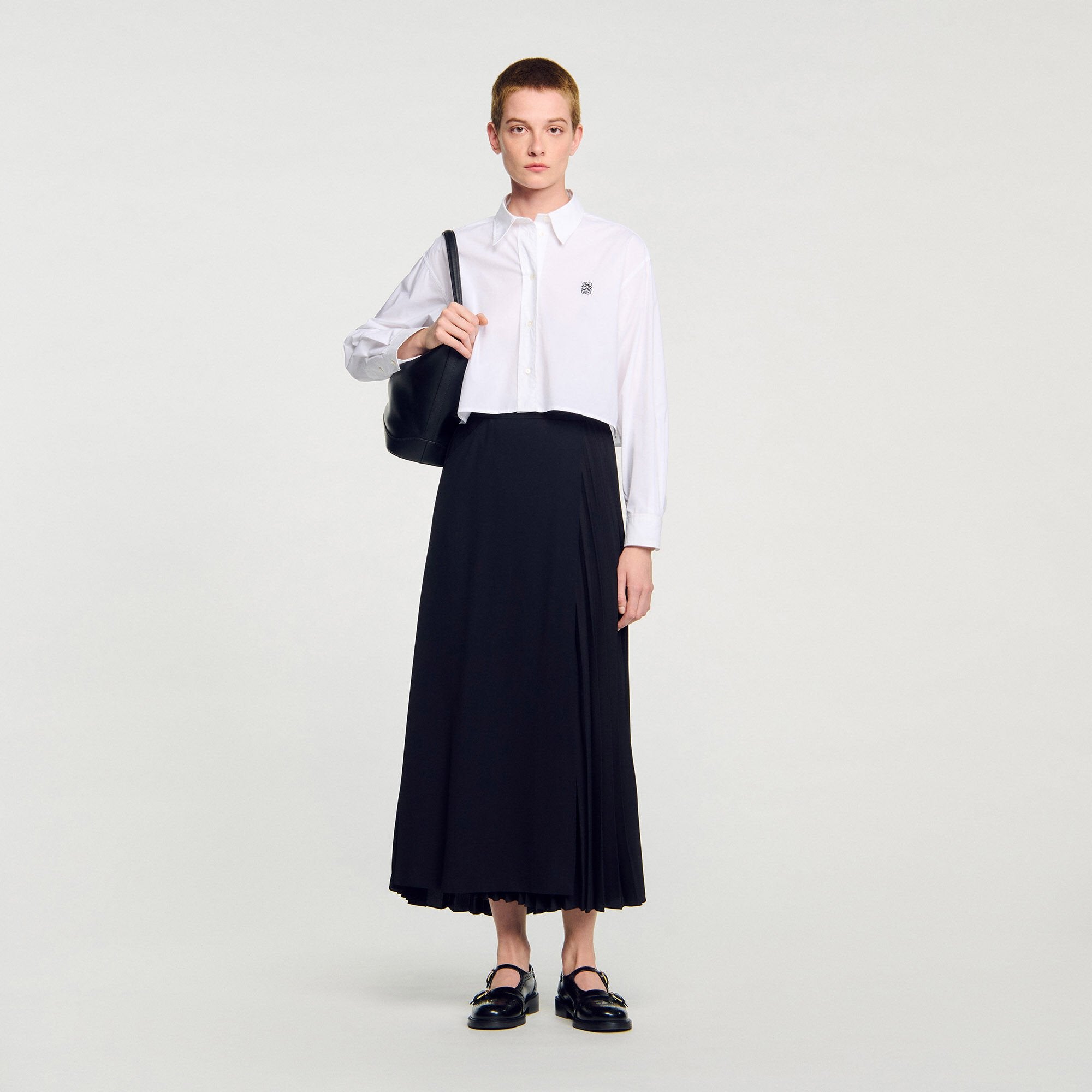 Sandro Women Curb chain buckle pleated skirt
