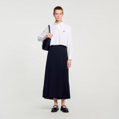 Sandro Women Curb chain buckle pleated skirt