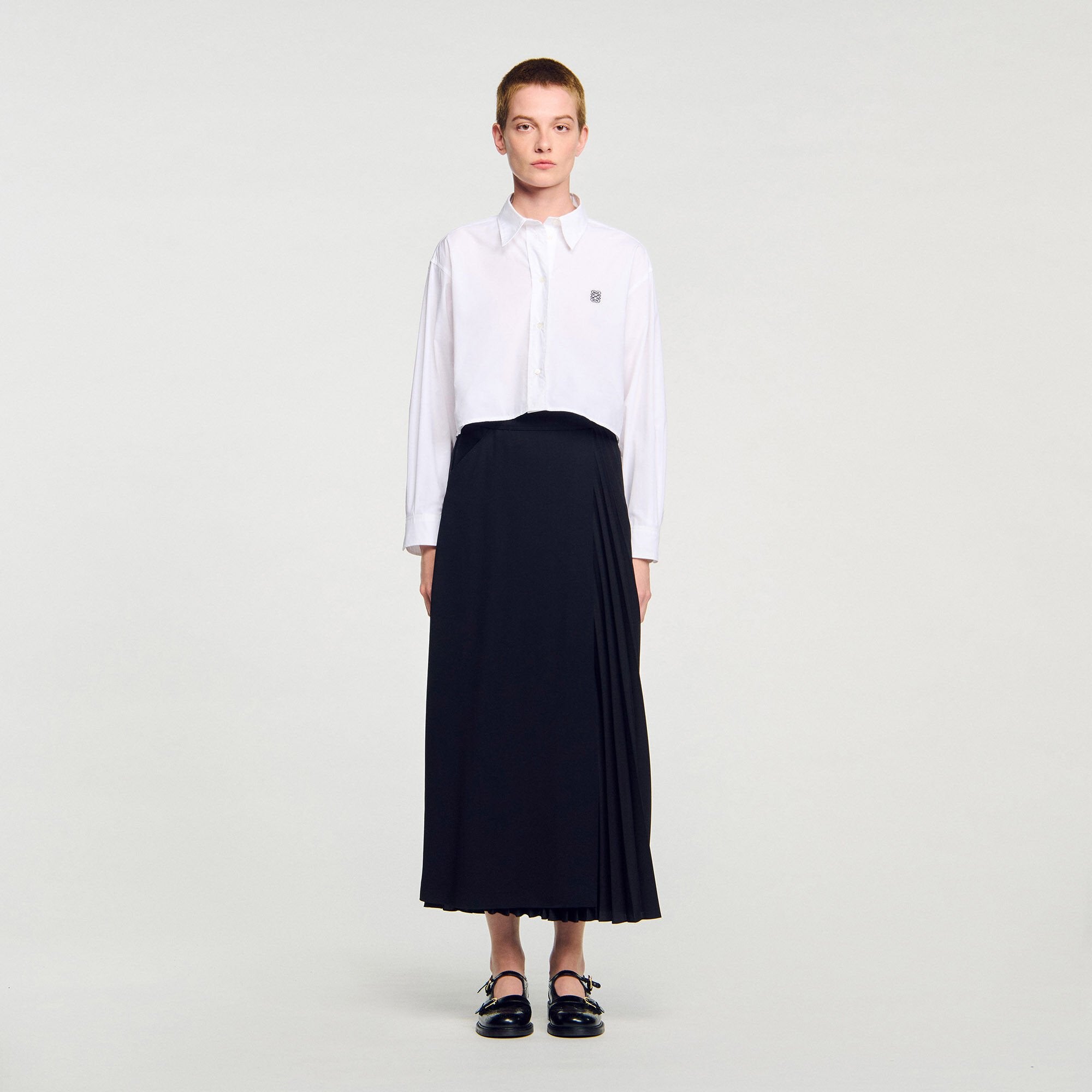 Sandro Women Curb chain buckle pleated skirt