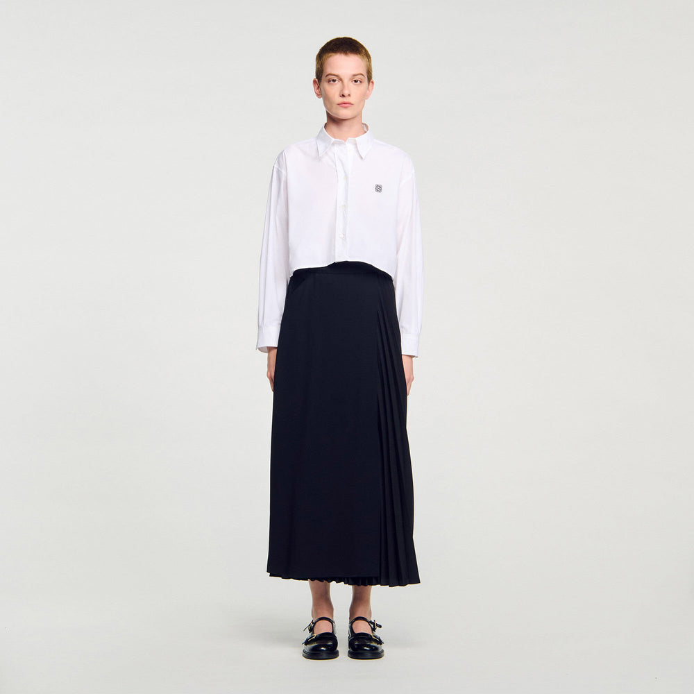 Sandro Women Curb chain buckle pleated skirt