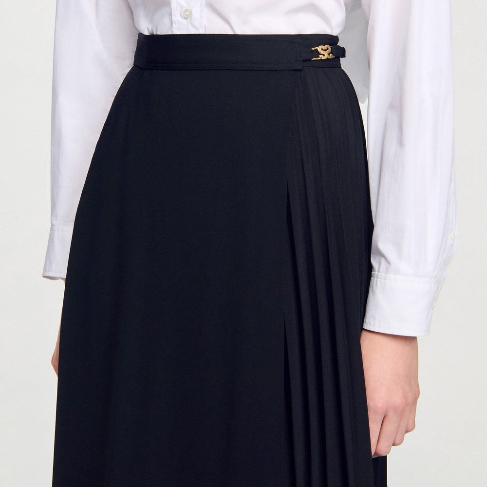 Sandro Women Curb chain buckle pleated skirt