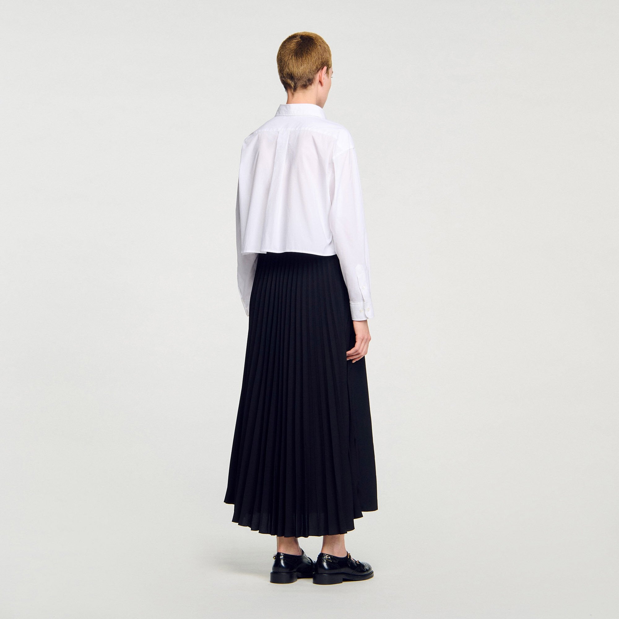 Sandro Women Curb chain buckle pleated skirt
