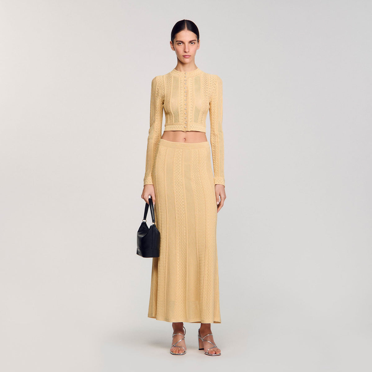 Sandro Women Pointelle knit maxi skirt