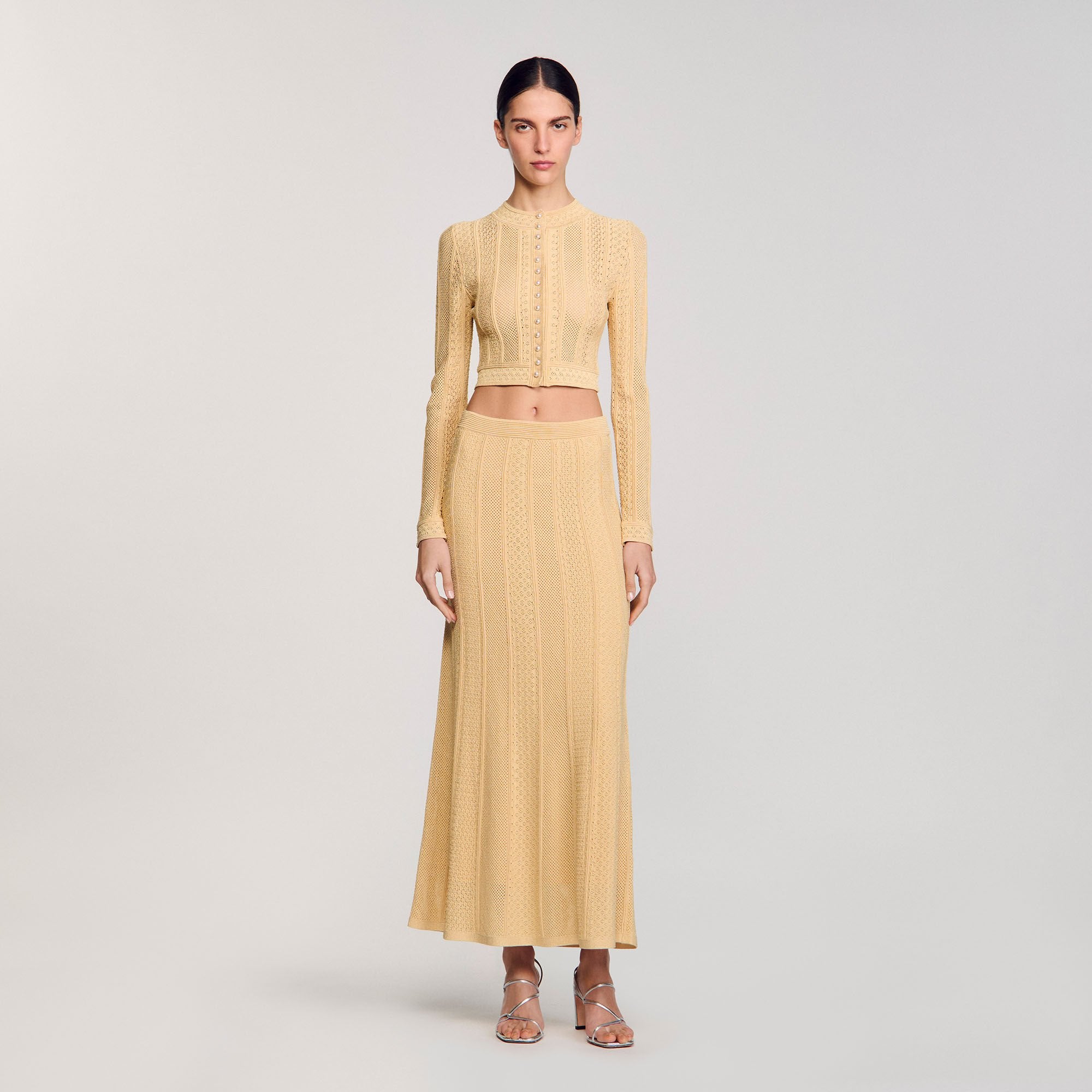 Sandro Women Pointelle knit maxi skirt