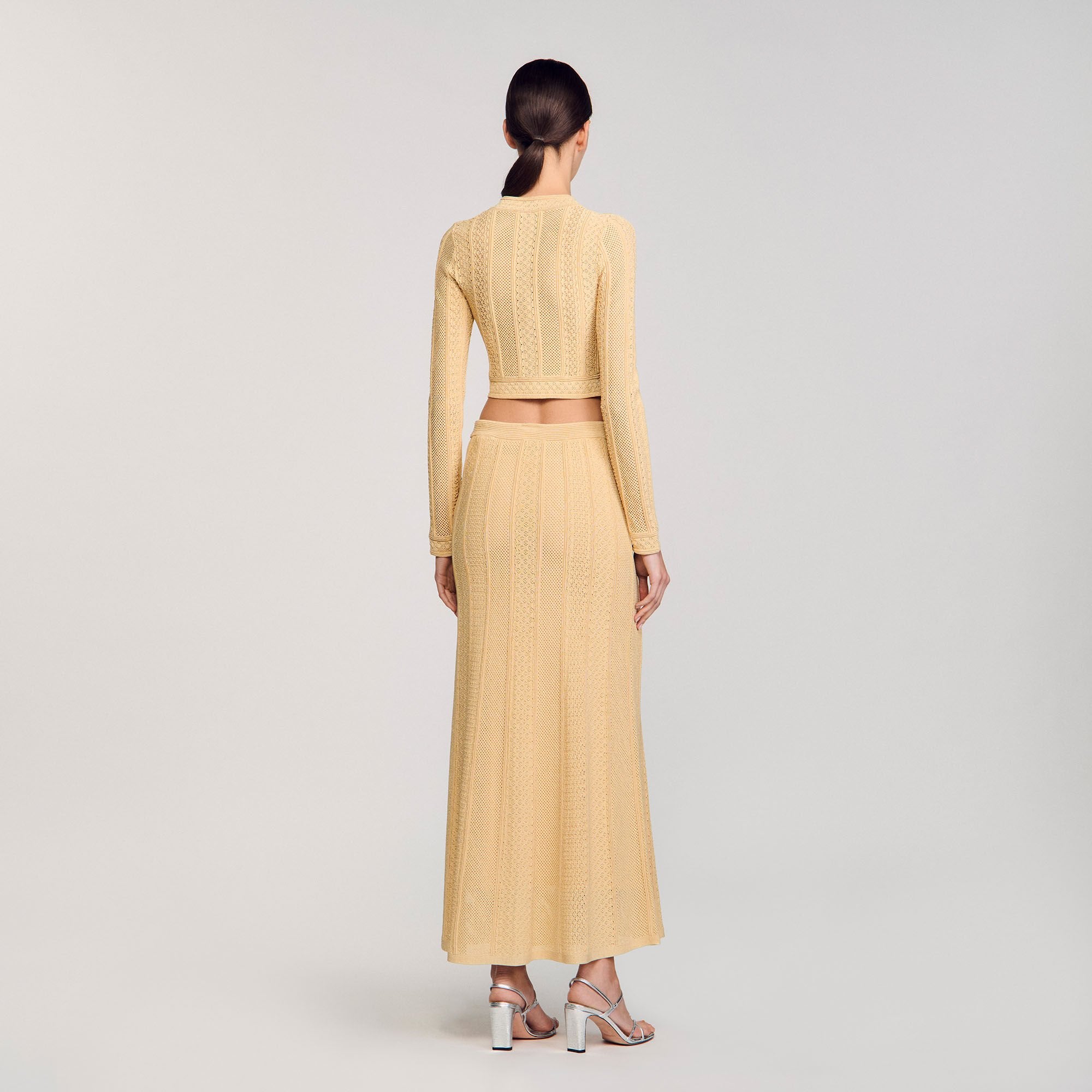 Sandro Women Pointelle knit maxi skirt