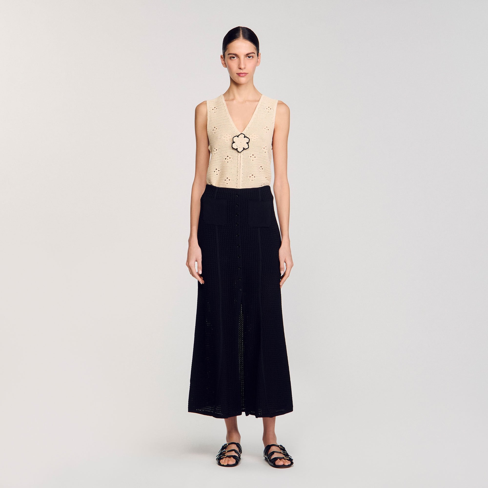 Sandro Women Maxi decorative knit skirt