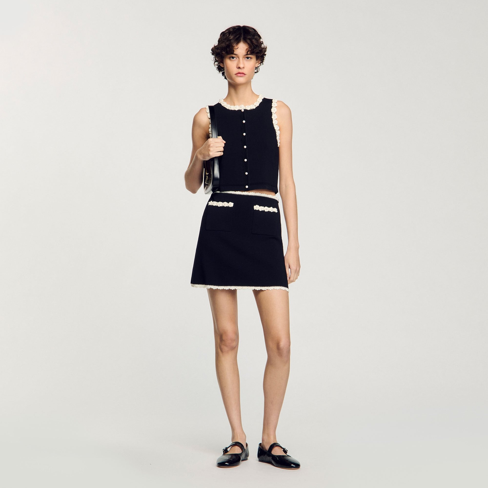 Sandro Women Mini skirt with crochet details
