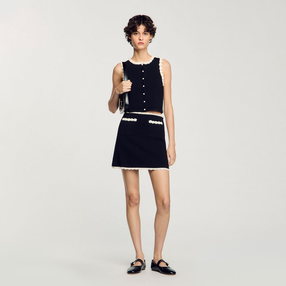 Sandro Women Mini skirt with crochet details
