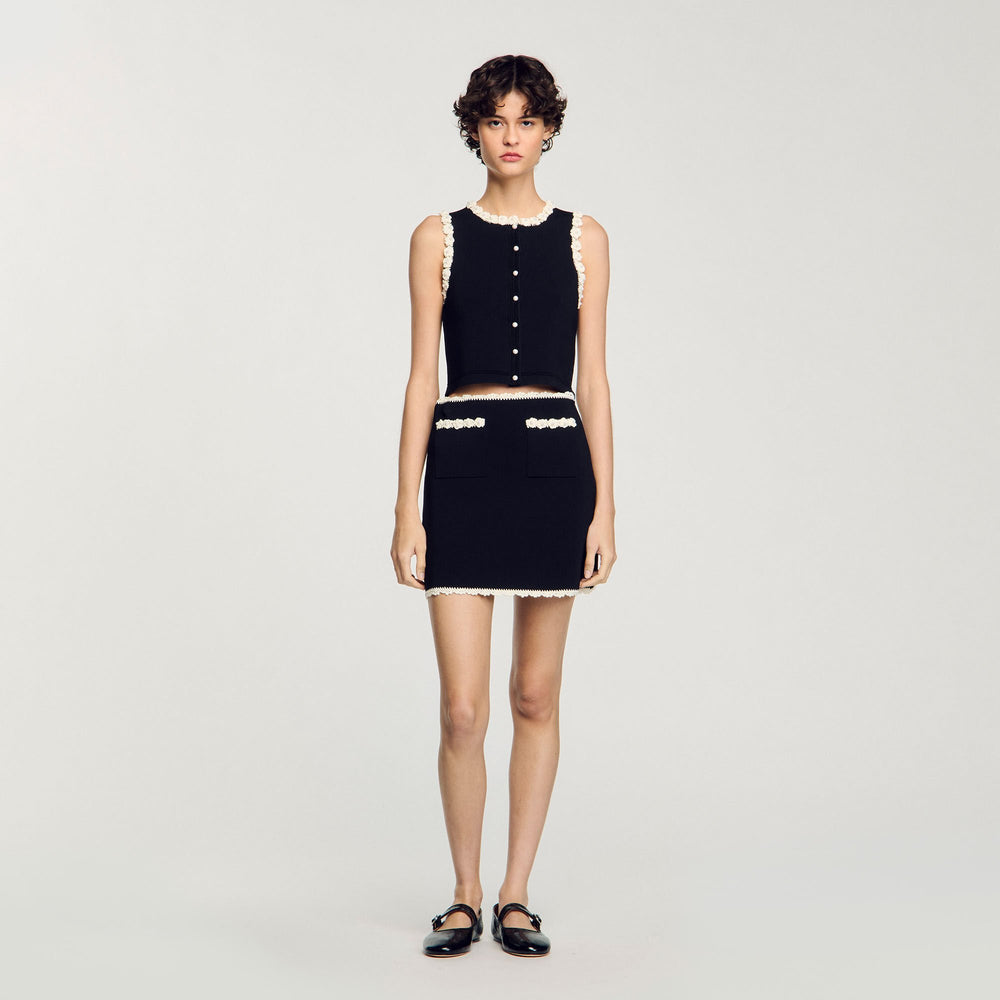 Sandro Women Mini skirt with crochet details