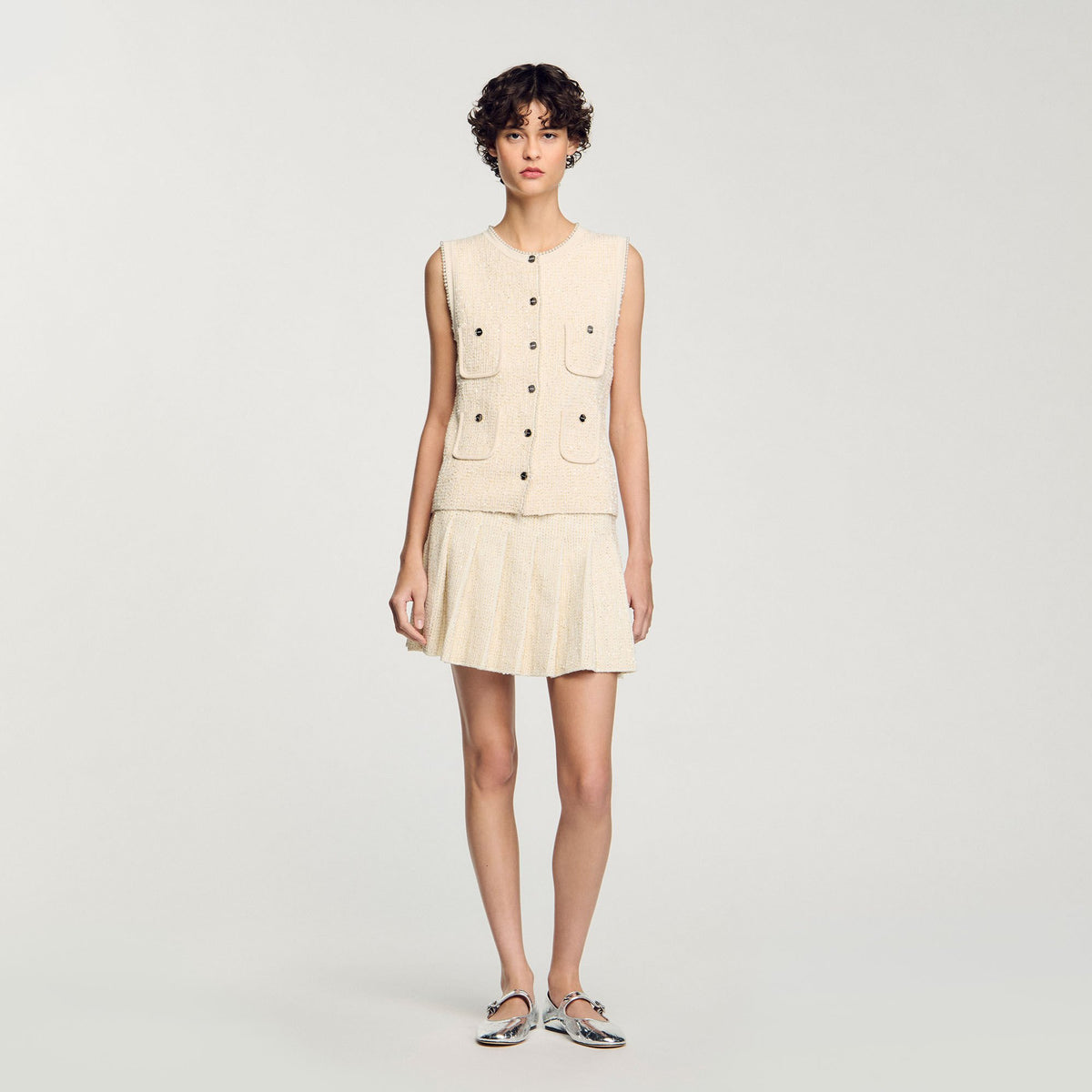 Sandro Women Mini tweed pleated skirt