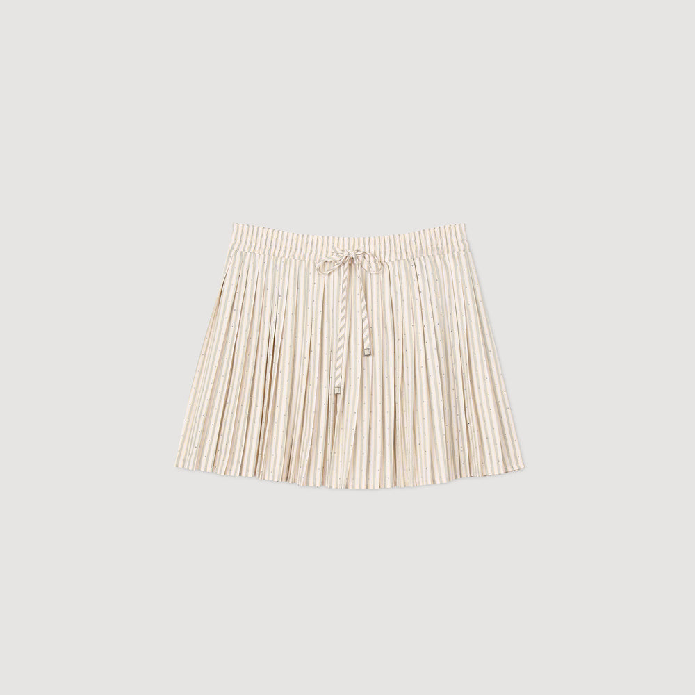 Sandro Women Rhinestone striped pleated skirt