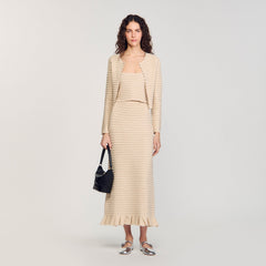 Sandro Women Rhinestone knit maxi skirt