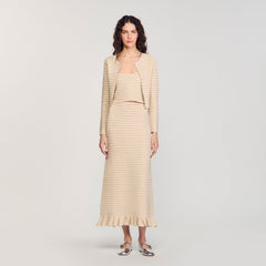 Sandro Women Rhinestone knit maxi skirt