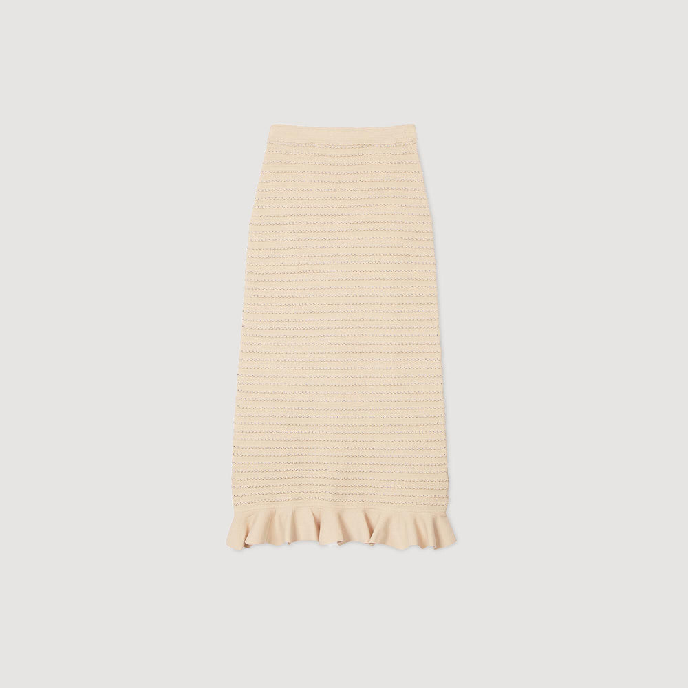 Sandro Women Rhinestone knit maxi skirt