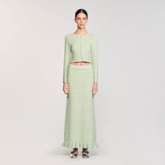 Sandro Women Rhinestone knit maxi skirt