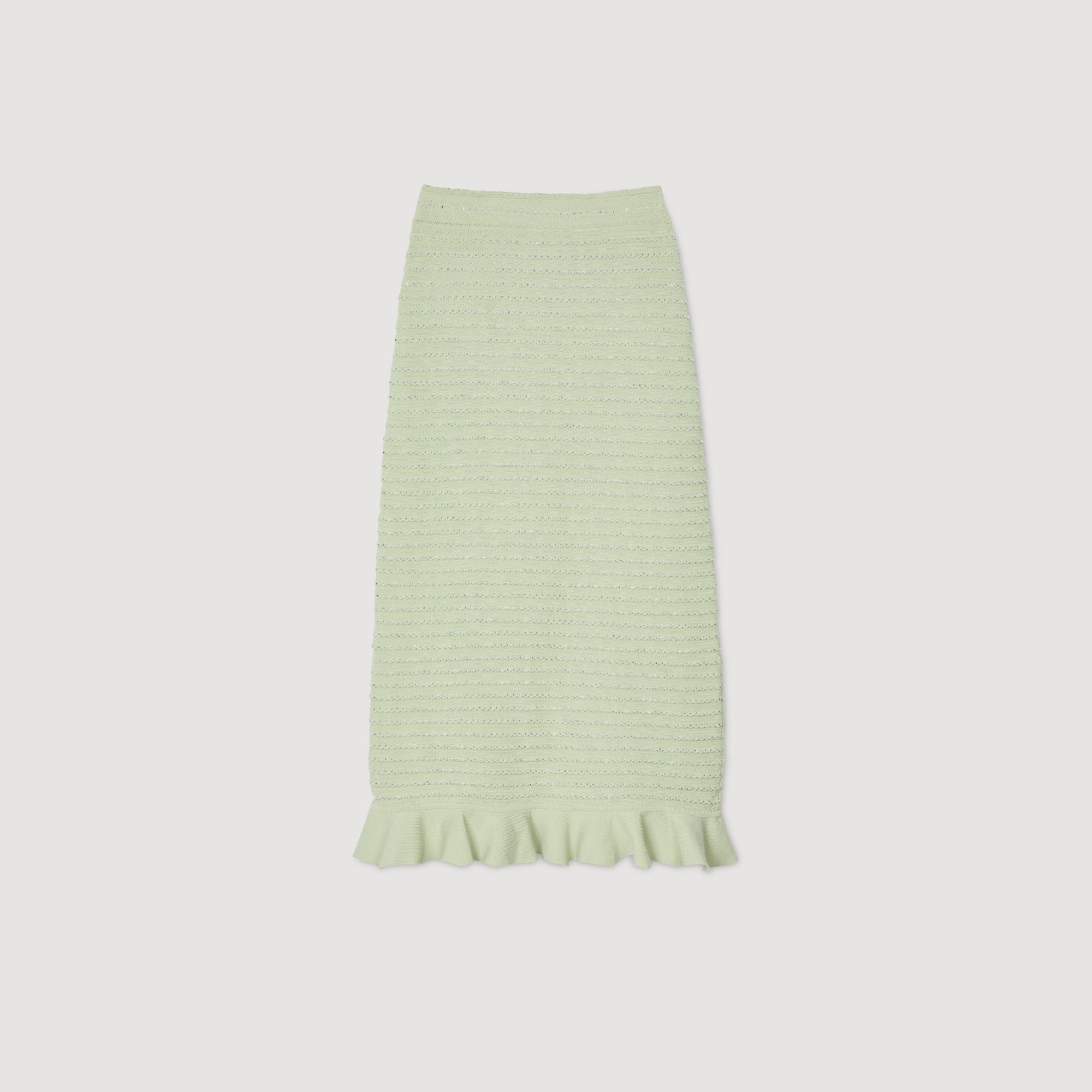 Sandro Women Rhinestone knit maxi skirt