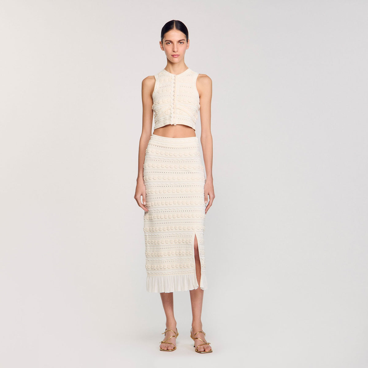 Sandro Women Maxi skirt with crochet detailing