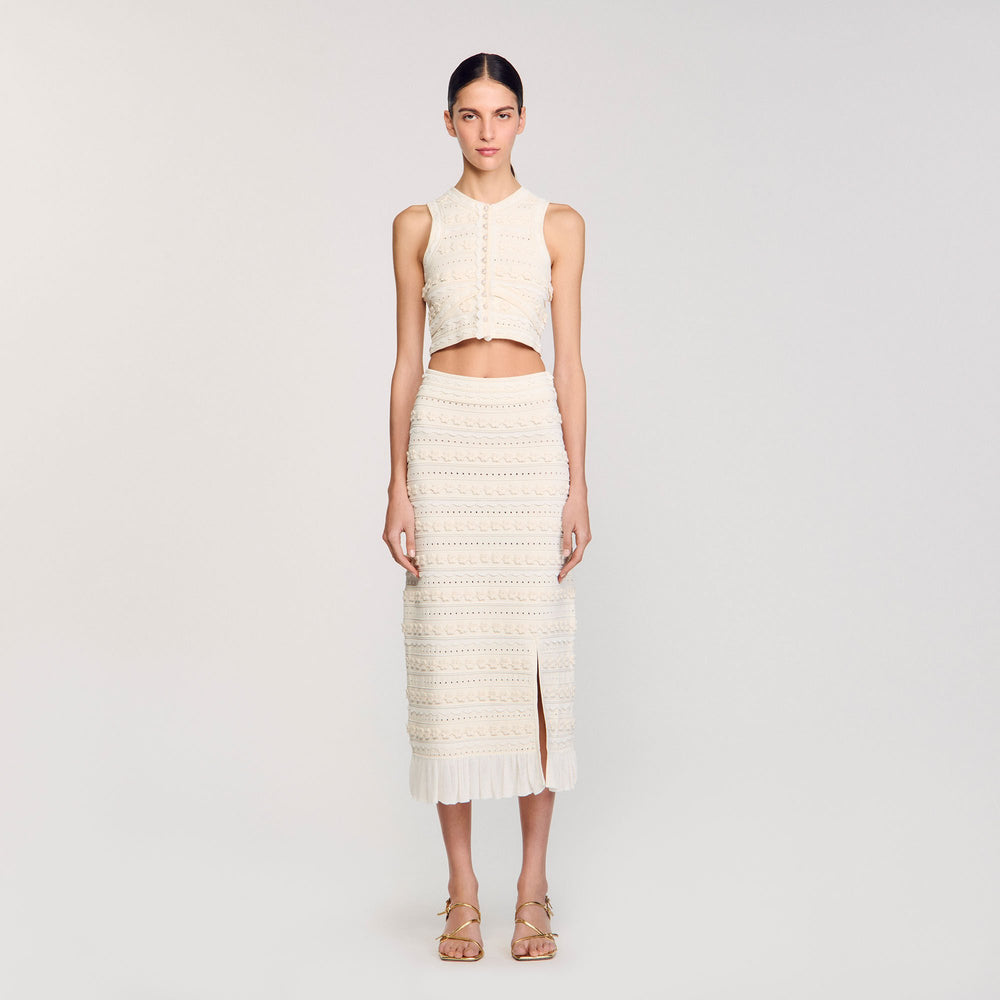 Sandro Women Maxi skirt with crochet detailing