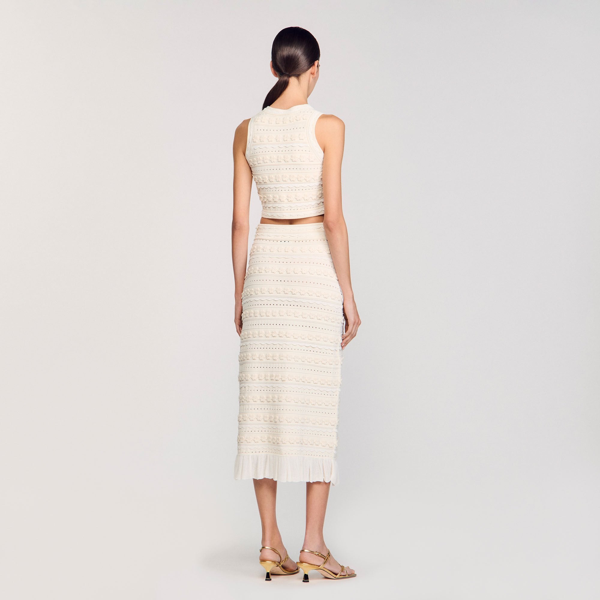 Sandro Women Maxi skirt with crochet detailing