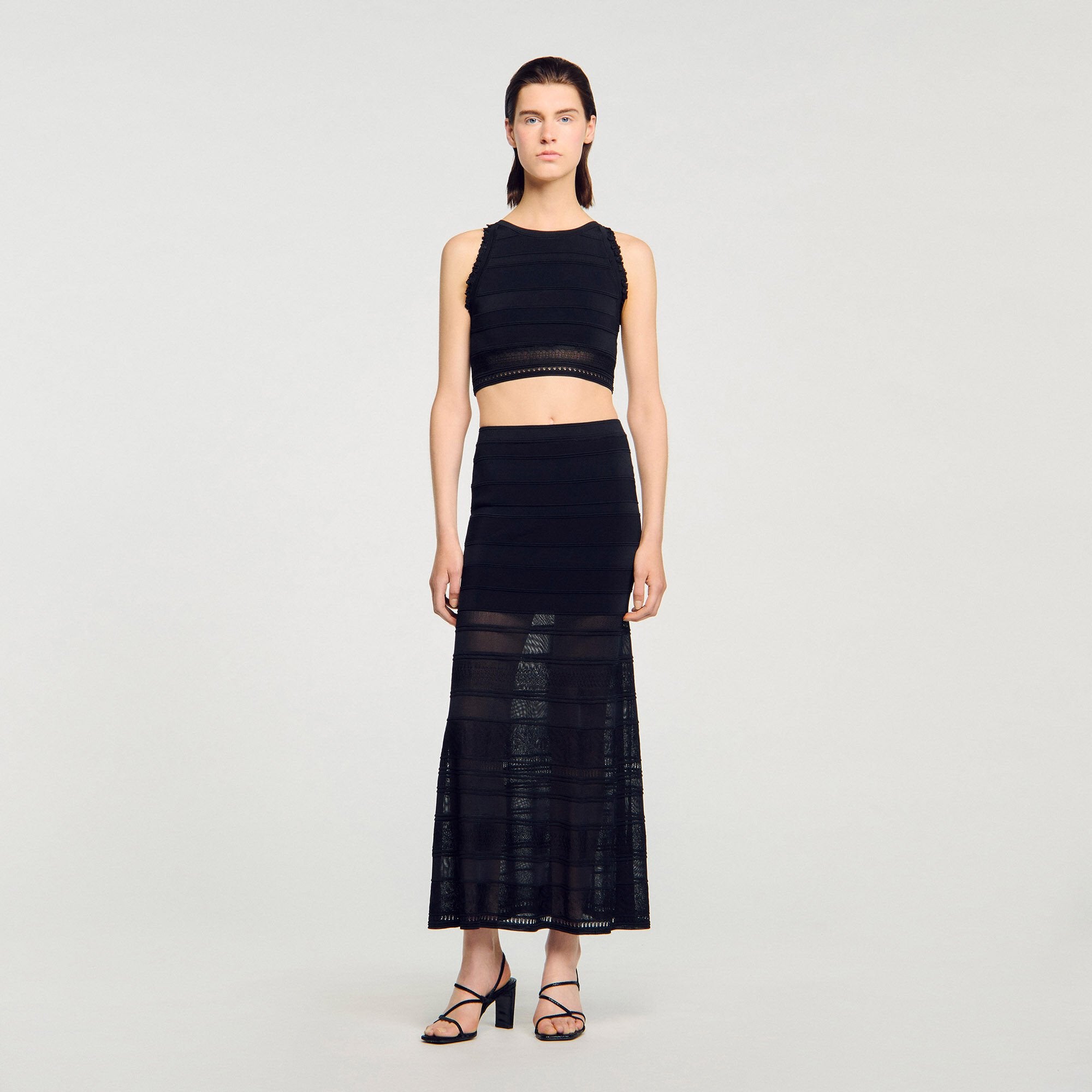Sandro Women Maxi decorative knit skirt