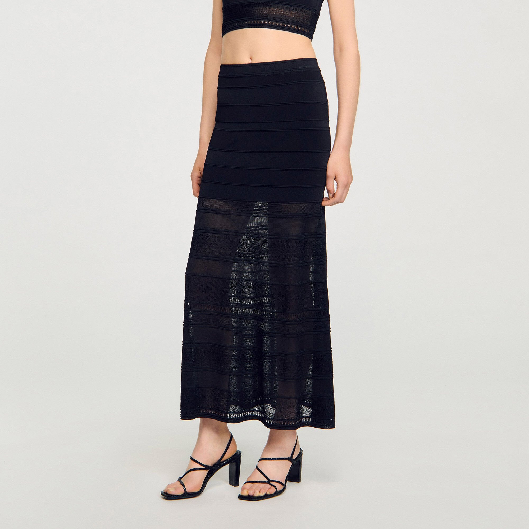 Sandro Women Maxi decorative knit skirt