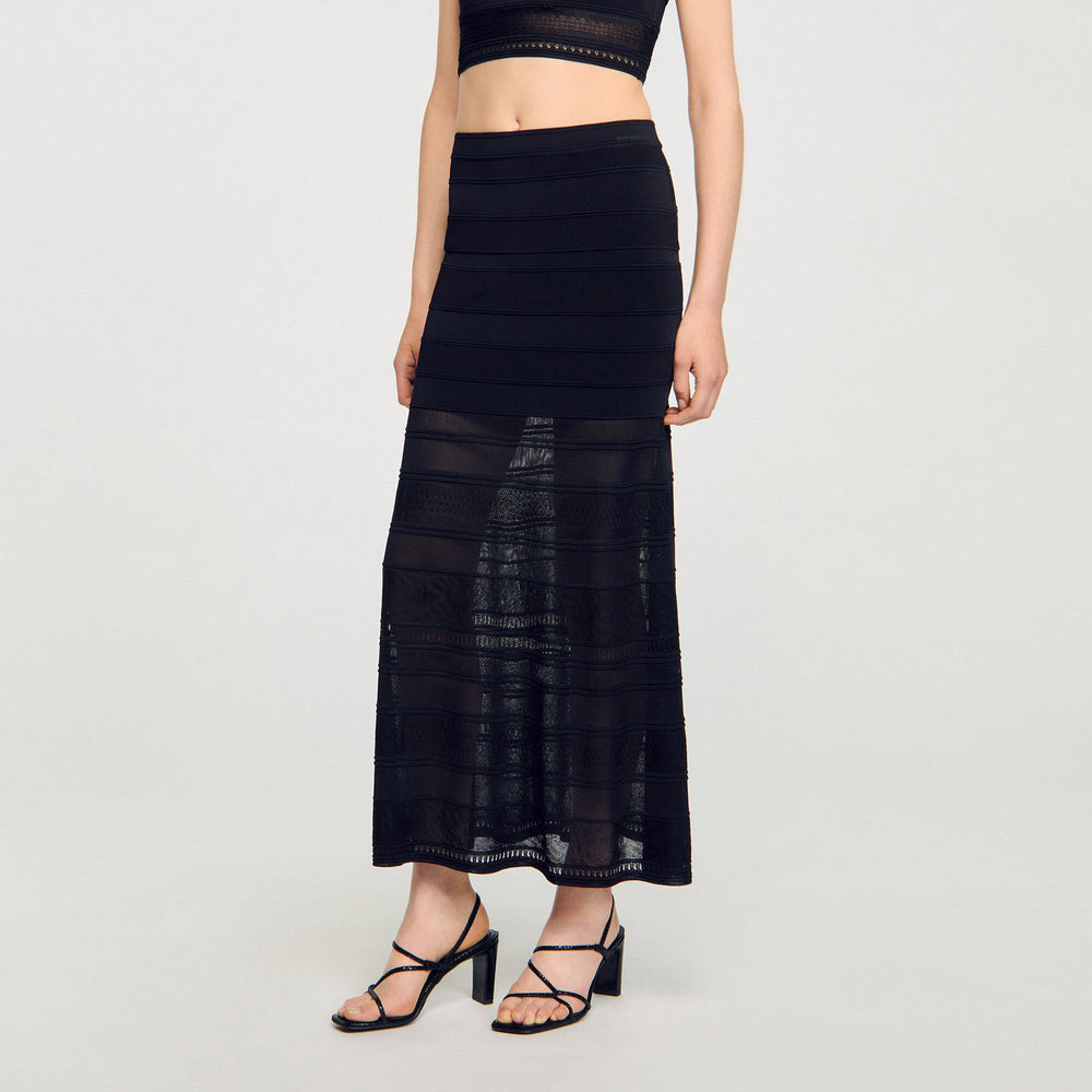 Sandro Women Maxi decorative knit skirt