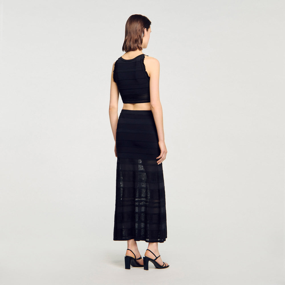 Sandro Women Maxi decorative knit skirt