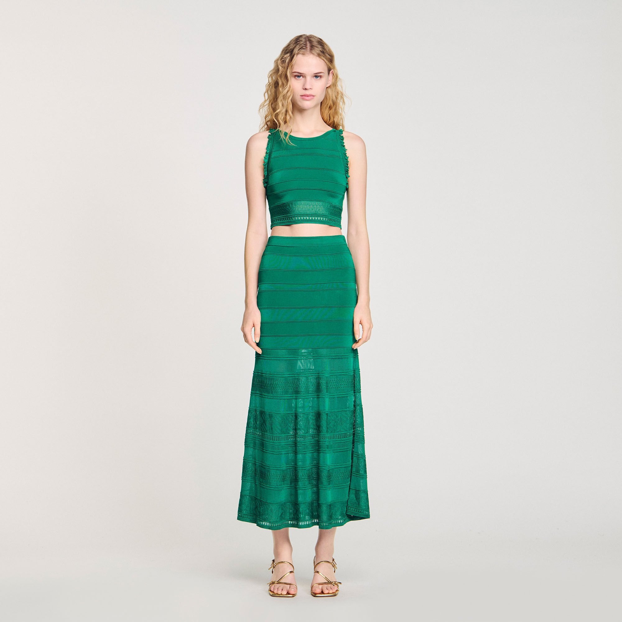 Sandro Women Maxi decorative knit skirt