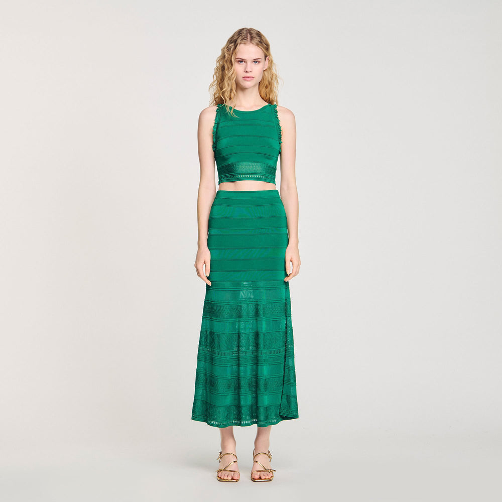 Sandro Women Maxi decorative knit skirt