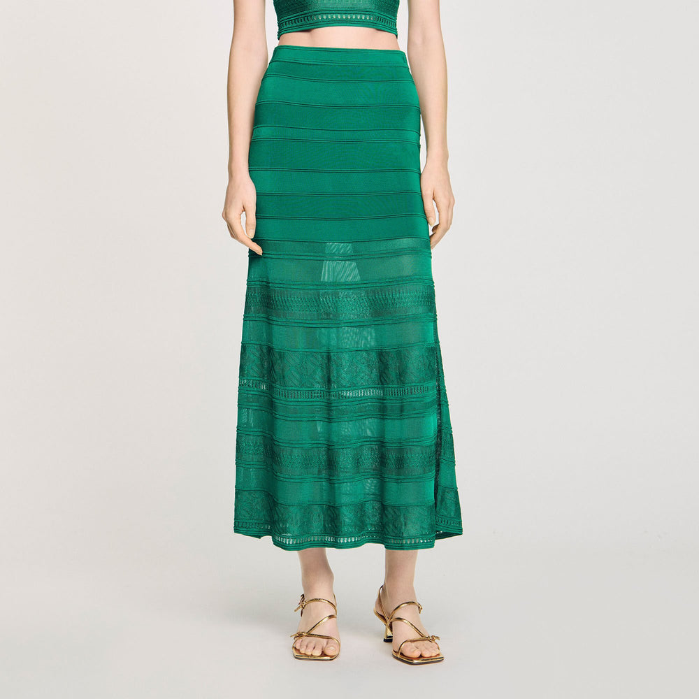 Sandro Women Maxi decorative knit skirt