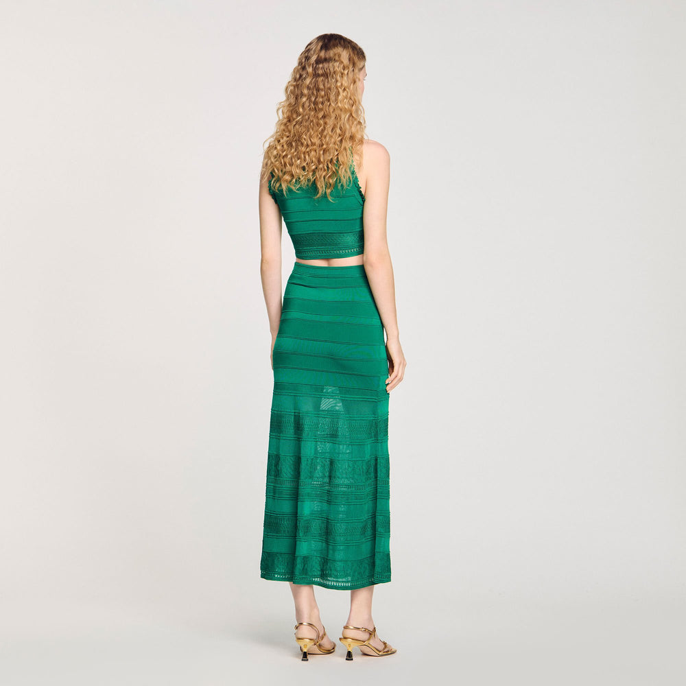 Sandro Women Maxi decorative knit skirt