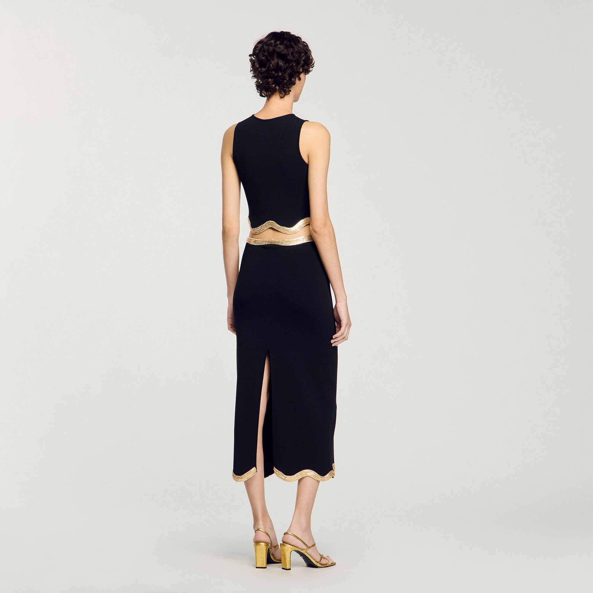 Sandro Women Maxi knitted skirt with chain detail