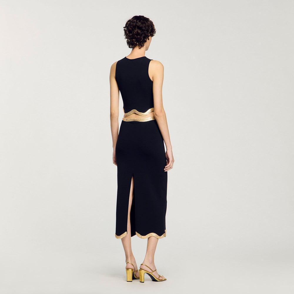 Sandro Women Maxi knitted skirt with chain detail