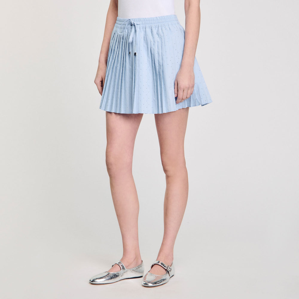 Sandro Women Mini pleated rhinestone skirt