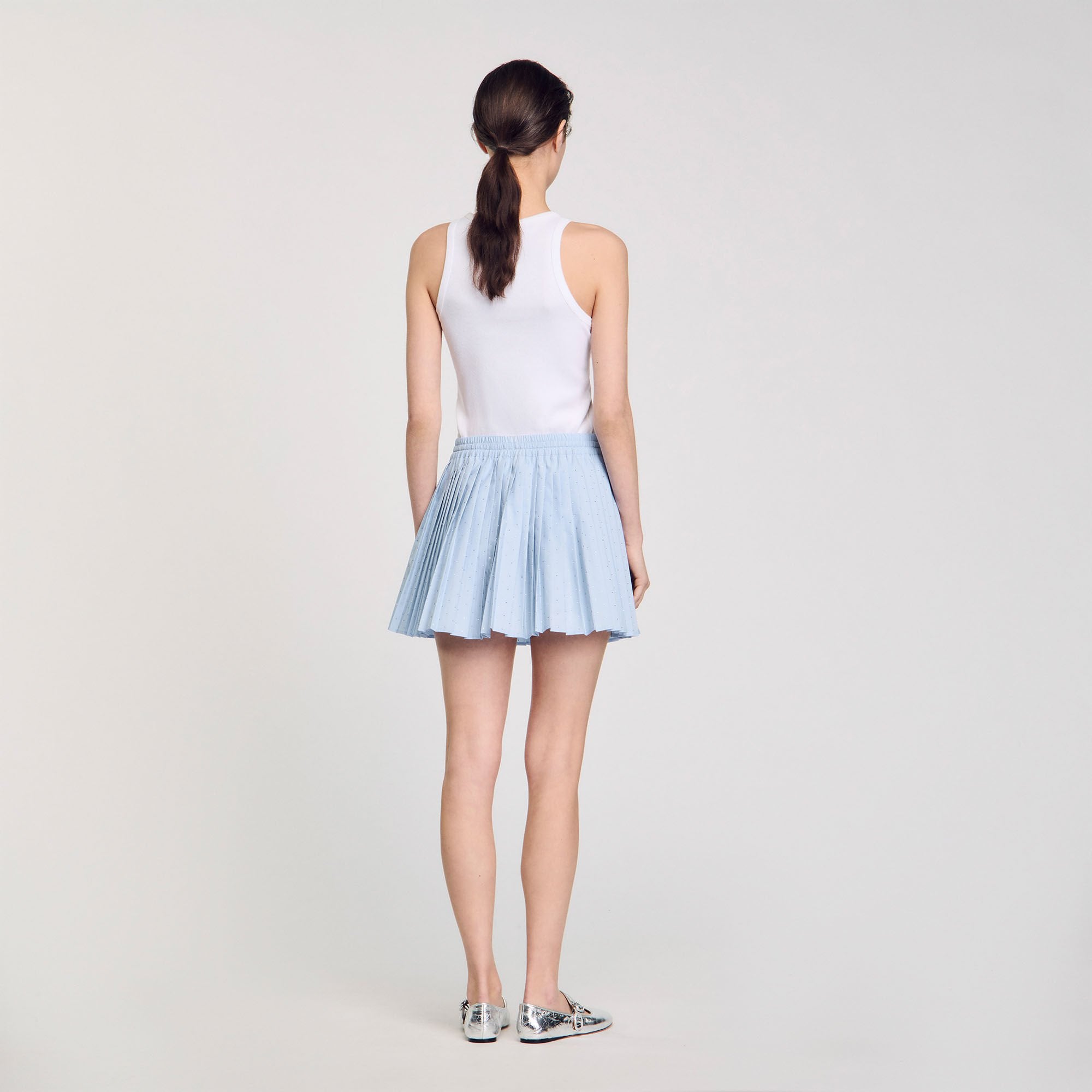 Sandro Women Mini pleated rhinestone skirt