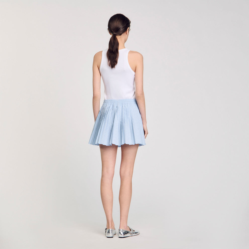 Sandro Women Mini pleated rhinestone skirt