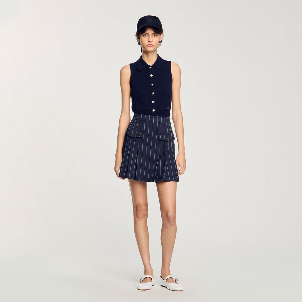 Sandro Women Mini striped pleated skirt