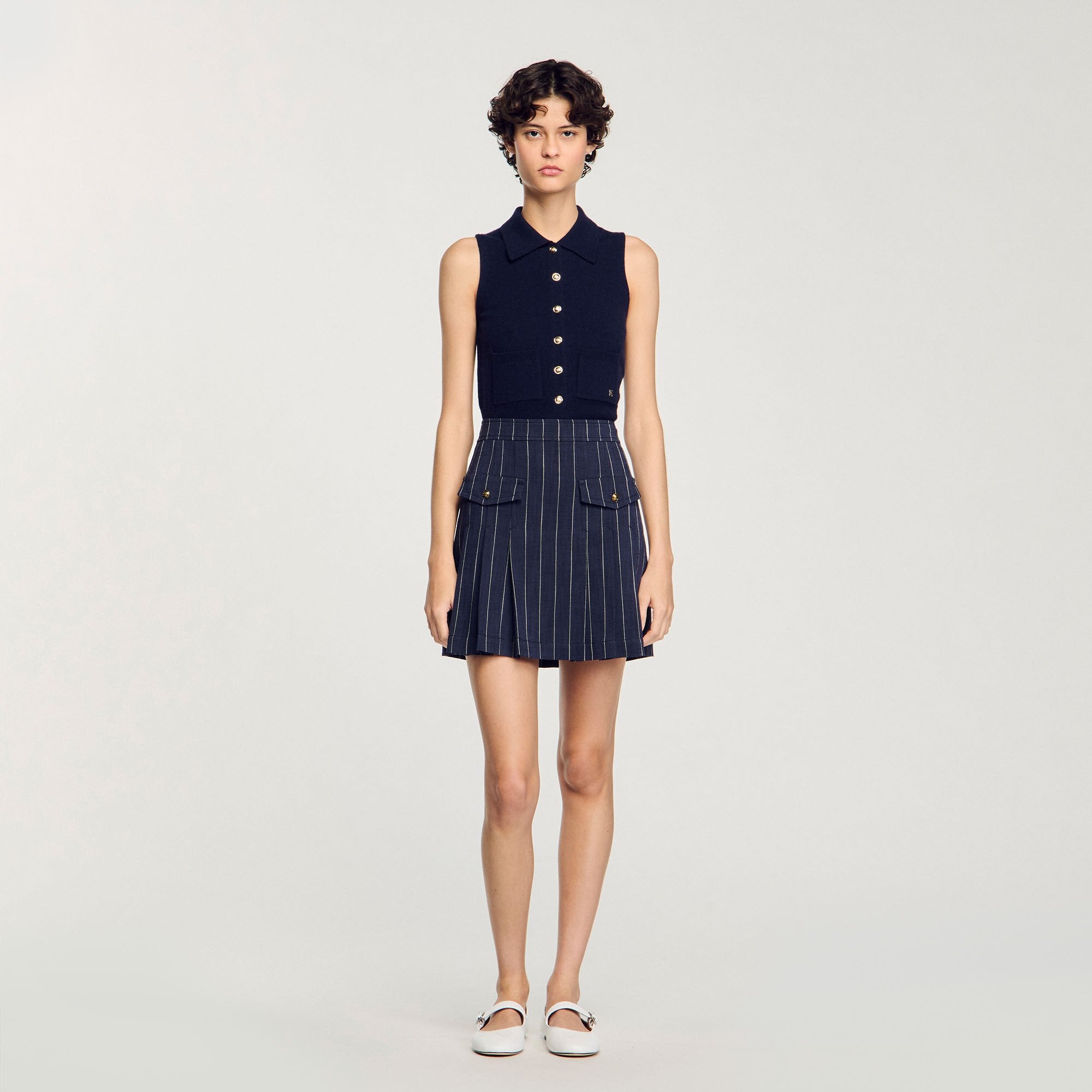 Sandro Women Mini striped pleated skirt