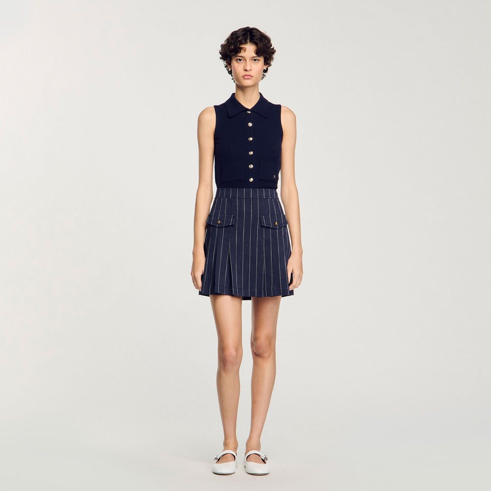 Sandro Women Mini striped pleated skirt