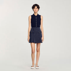 Sandro Women Mini striped pleated skirt